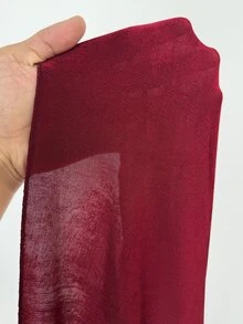 Rustia Plus Size Women Solid Color Pleated Casual Party Dress Christmas - Burgundy - View 9