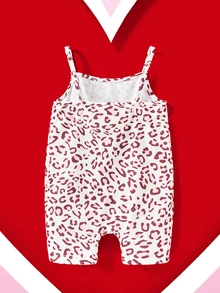 TOM & JERRY X SHEIN Baby Girl Cartoon And Leopard Print Romper - Multicolor - View 3