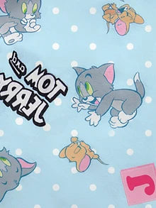 TOM & JERRY X SHEIN 男婴卡通图案字母印花圆领短袖T恤和背带短裤套装 - 藍色 - 查看 7