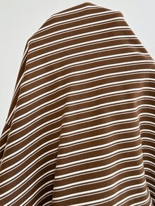 SHEIN Maternity Striped Color Block Button-Up Top And Adjustable Waist Long Pants 2 Pieces Set Fall - Brown - View 5