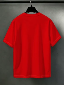 Manfinity Homme Men's Plus Size Christmas Graphic T-Shirt, Short Sleeve Crew Neck Casual Holiday Tee - Red - View 3