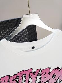Betty Boop x SHEIN Plus Size Women's Round Neck Cartoon Letter Print Casual Versatile Daily Wear Short Sleeve T-Shirt - White - View 5