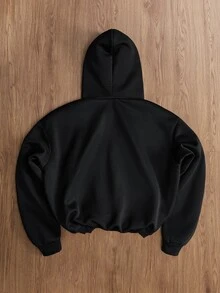 TOKVUE 男士 INS 熱銷格紋拼接撞色連帽衛衣，男友/丈夫禮物，派對與旅行適用 - 黑色 - 查看 4