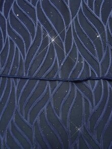Miaspire Elegant Sequin Jacquard Dress For Middle-Aged Women Vacation Wear - Navy Blue - View 3