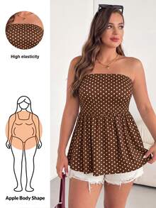 Shapeblank Plus Size Women's Spring/Summer Fashion Casual 1920 Vintage Bohemian Boho Elegant Elastic Comfortable Daily Slimming Brown Tube Top Beach Vacation - Brown - View 2