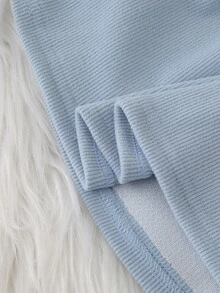 SHEIN 2pcs Baby Girls Tutu Dress Sweet Light Blue Ribbed Duck Lace Bow Long Sleeve Peter Pan Collar Regular Birthday Party Fall Holiday Birthday Girl A-Line - Blue - View 9