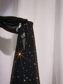 SHEIN ICON 大码女式性感夜店装黑色迷你连衣裙 - 黑色 - 查看 12