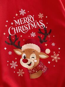HIMLAND Men's Casual Christmas Reindeer/Snowflake Print Hoodie,Warm ,Holiday Party Outfit,Gift - Red - View 4
