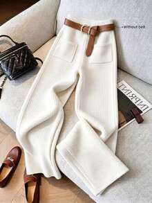 GlowEve Women's Solid Color Casual Versatile Daily Wear Long Pants - White - View 6