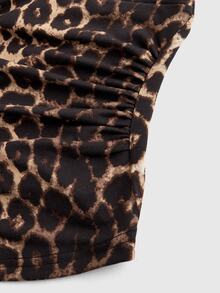 ROMWE Grunge Punk Y2K Leopard Print Halter Neck Top For Women, School - Multicolor - View 2