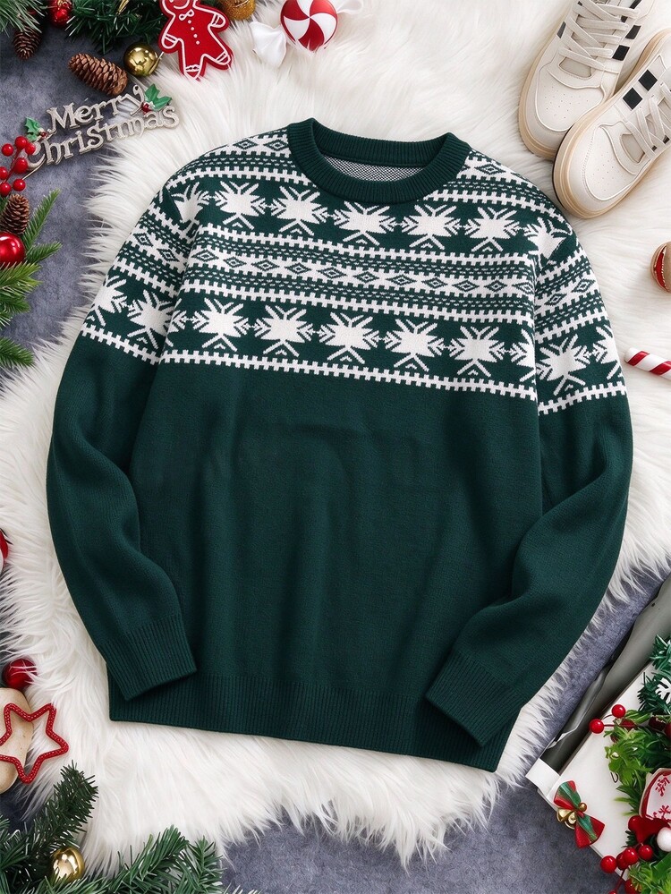 Manfinity Homme Men's Colorblock Casual Daily Long Sleeve Sweater , Christmas, Old Money - Multicolor - View 2