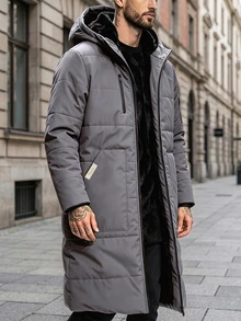 ARLO REED Halloween, Christmas, New Year, Gift, Men's Padded Coat, Long, Thermal Lined, Fashion - Grey - View 3
