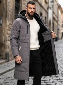 ARLO REED Halloween, Christmas, New Year, Gift, Men's Padded Coat, Long, Thermal Lined, Fashion - Grey - View 1
