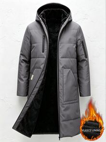 ARLO REED Halloween, Christmas, New Year, Gift, Men's Padded Coat, Long, Thermal Lined, Fashion - Grey - View 4
