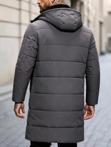 ARLO REED Halloween, Christmas, New Year, Gift, Men's Padded Coat, Long, Thermal Lined, Fashion - Grey - View 2