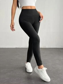 SHEIN PETITE 3件組女款緊身褲，舒適滑順，適合瑜伽、健身、騎單車及日常穿著，小碼女性適用 - 黑色 - 查看 9