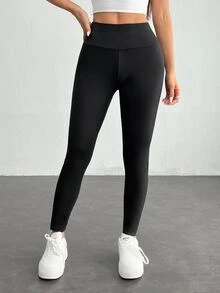 SHEIN PETITE 3件組女款緊身褲，舒適滑順，適合瑜伽、健身、騎單車及日常穿著，小碼女性適用 - 黑色 - 查看 7