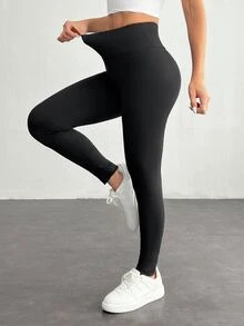SHEIN PETITE 3件組女款緊身褲，舒適滑順，適合瑜伽、健身、騎單車及日常穿著，小碼女性適用 - 黑色 - 查看 8