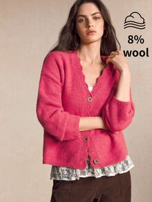 BizChic Women's Fashion Button Sweet Knitted Cardigan - Red - View 1