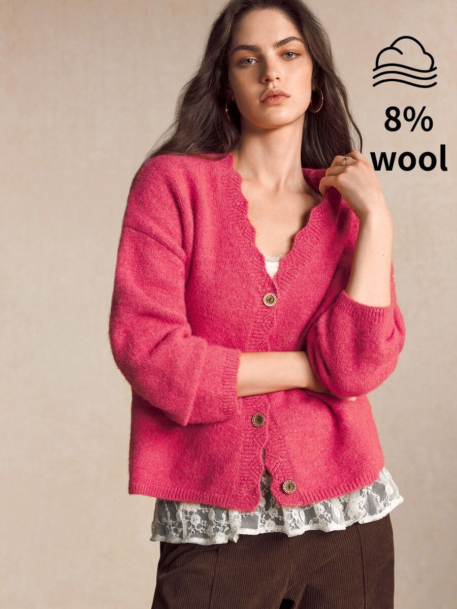BizChic Women's Fashion Button Sweet Knitted Cardigan - Red - View 1
