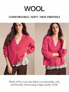 BizChic Women's Fashion Button Sweet Knitted Cardigan - Red - View 8