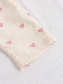 SHEIN Playful Pals 女嬰女孩中性嬰兒幼兒燈芯絨套裝 春秋休閒吊帶褲 粉色 卡其色 灰色 印花 - 白色 - 查看 8