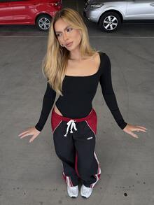 BiaLiraa 女士和男士夏季演唱会街头服饰外出运动服撞色条纹纹理装饰裤子 - 彩色 - 查看 6