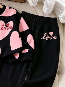 Girls' Leopard Print Drop Shoulder Sweatshirt And Wide Leg Pants 2 Pieces Set, Casual Long Sleeve Streetwear, Autumn/Winter Daily Outfit - Multicolor - View 4
