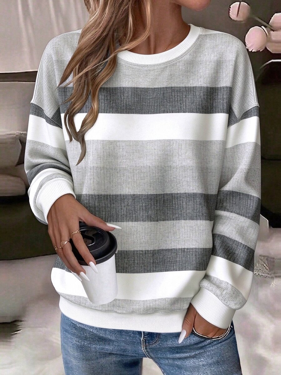 Bytebia Bytebia Women's Sweatshirt Warm Lined Pullover Long Sleeve Top - Black - View 1