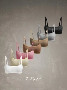 Esseday 7pcs Knitted Daily Wear One-Piece Low Cut Comfortable Fashionable Versatile Wireless Bra For Women - Multicolor - View 7