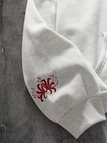 AXEPEAK Men's American Street Style Embroidered Casual Vacation Outdoor Hoodie - Light Grey - View 5
