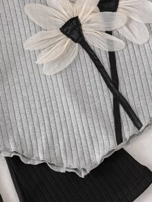 SHEIN Set Atasan dan Celana Panjang Model Mengembang untuk Bayi Perempuan - MultiWarna - View 5