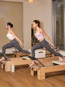 GLOWMODE 24" FeatherFit™ Crossover Yoga Pilates Leggings Buttery Soft High Stretch Crossover Waist Sports Tights Gym Spring Summer - Volcanic Gray - View 5