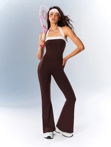VARSIVA Women's Streetwear Colorblock Halter Neck Sports Jumpsuit - Multicolor - View 8