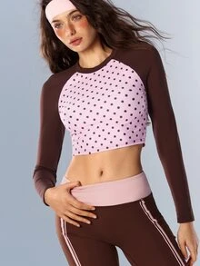VARSIVA Women's Colorblock Polka Dot Sports T-Shirt - Multicolor - View 4