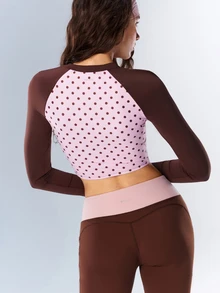 VARSIVA Women's Colorblock Polka Dot Sports T-Shirt - Multicolor - View 7