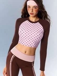 VARSIVA Women's Colorblock Polka Dot Sports T-Shirt - Multicolor - View 8