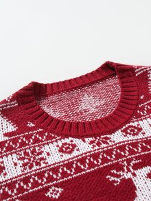 Men's All-Over Print Casual Daily Long Sleeve Sweater Christmas - Red - View 5