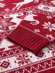Men's All-Over Print Casual Daily Long Sleeve Sweater Christmas - Red - View 4
