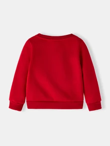 TOM & JERRY X SHEIN Baby Boy Casual TOM & JERRY Graphic Red Sweatshirt - Red - View 3