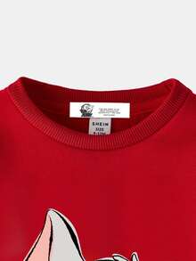 TOM & JERRY X SHEIN Baby Boy Casual TOM & JERRY Graphic Red Sweatshirt - Red - View 4