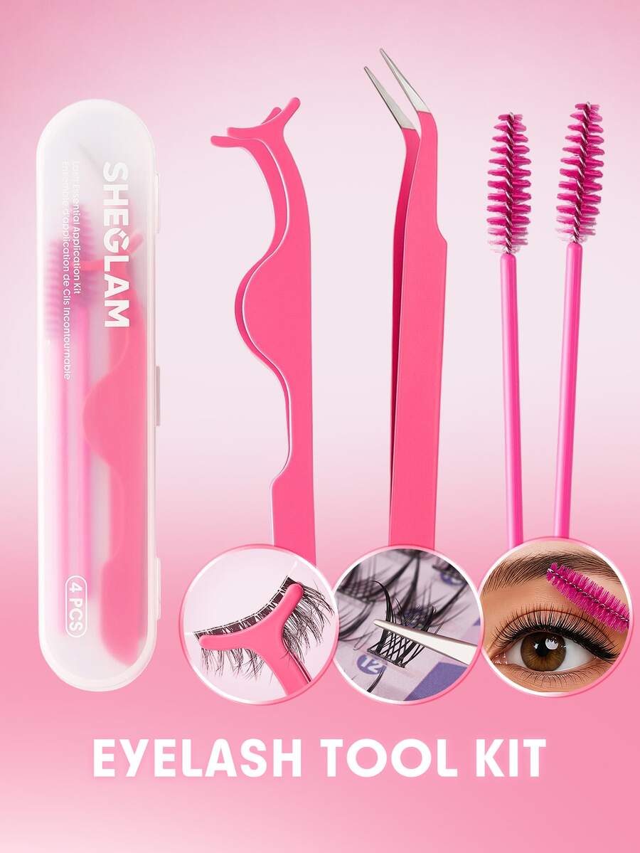 SHEGLAM Lash Essential 睫毛應用套組 品牌美妝化妝品 適合女士與女孩 - 玫紅色 - 查看 1