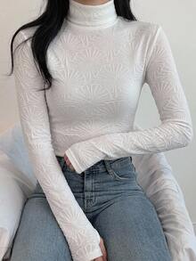 DAZY 女款素色休閒百搭日常穿搭秋季T恤 - 白色 - 查看 5