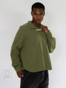 FORM&CHAOS Men's Eye Pattern Casual Versatile Short Sleeve Polo Shirt - Army Green - View 1