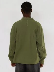FORM&CHAOS Men's Eye Pattern Casual Versatile Short Sleeve Polo Shirt - Army Green - View 2