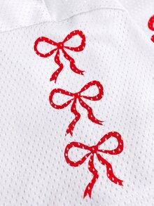 Betty Boop x SHEIN Women's Lace Patchwork Cartoon Print T-Shirt - Red and White - View 7