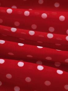 Betty Boop x SHEIN Women's Polka Dot Cartoon Print Casual Versatile Daily Wear Tube Top - Red - View 5