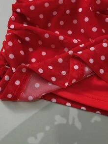 Betty Boop x SHEIN Women's Polka Dot Cartoon Print Casual Versatile Daily Wear Tube Top - Red - View 6
