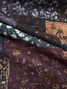 LUMIGAL 女款復古波希米亞印花高開衩長裙 - 紫色 - 查看 8