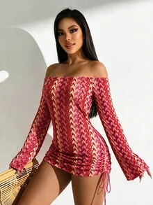 Swim SXY Off-Shoulder Sexy Casual Party Beach Vacation Cover-Up For Women - Baby Pink - View 4